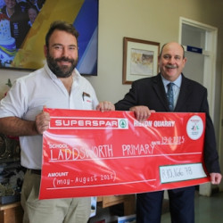Hilton Quarry SuperSpar Till Slip Donation for Laddsworth Primary School