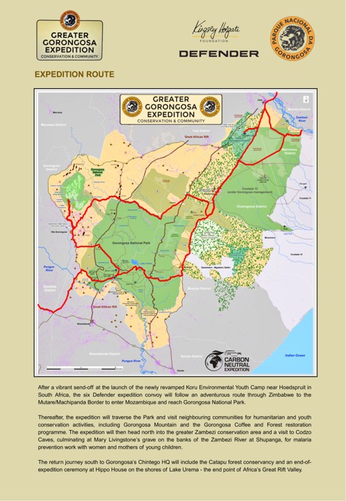 Kingsley Holgate Greater Gorongosa Expedition route map