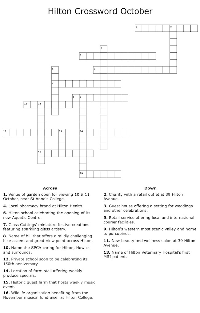 hilton crossword october 2026