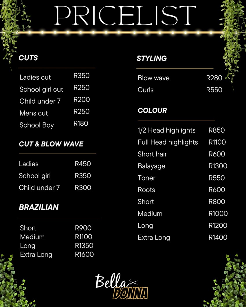 bella donna pricelist 2024