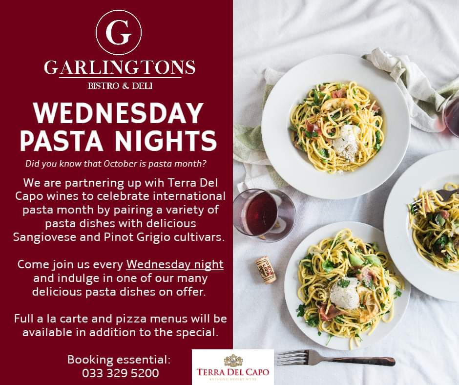 oct pasta at garlingtons on wednesday